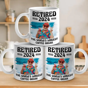 Custom Photo The World's Longest Coffee Break - Coworker Personalized Custom Mug - Appreciation, Retirement Gift For Coworkers, Work Friends, Colleagues