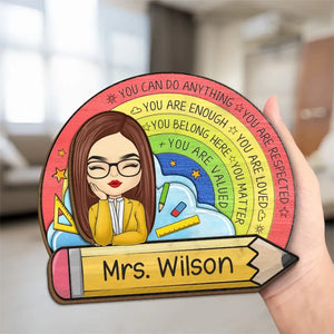 Tu peux tout faire - Plaque en bois personnalisée à 2 couches avec support pour enseignant - Cadeau pour enseignant