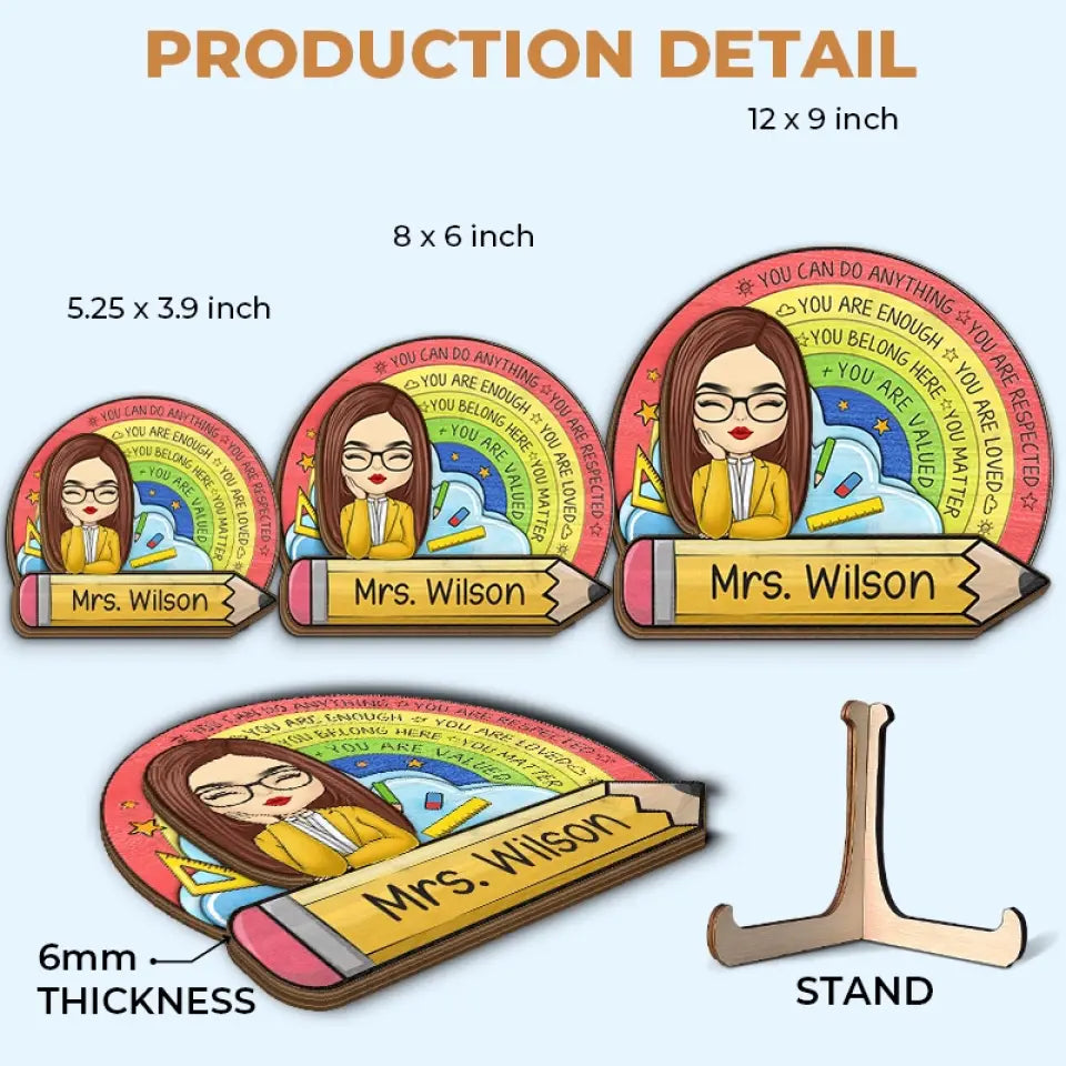 Tu peux tout faire - Plaque en bois personnalisée à 2 couches avec support pour enseignant - Cadeau pour enseignant