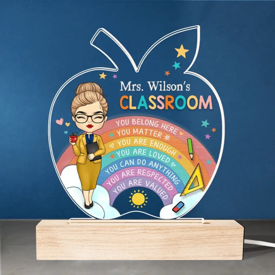 Une pomme pour le professeur - Lampe LED 3D personnalisée pour le professeur - Cadeau pour le professeur