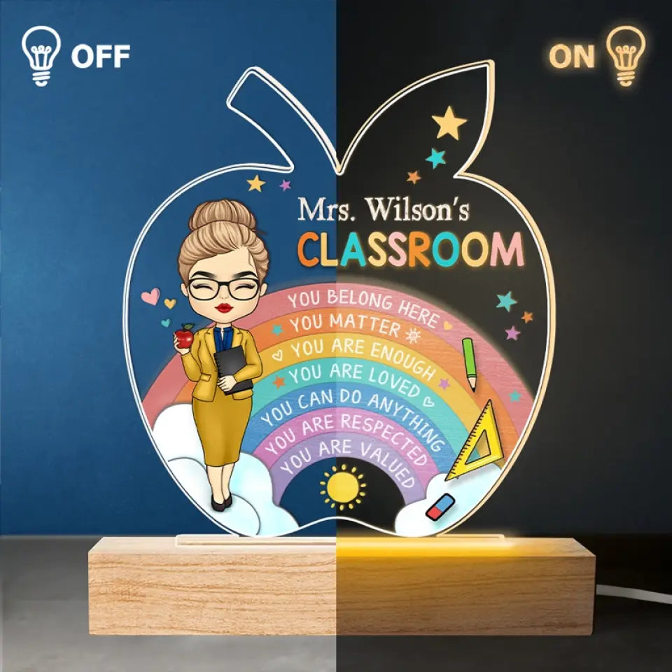 Une pomme pour le professeur - Lampe LED 3D personnalisée pour le professeur - Cadeau pour le professeur