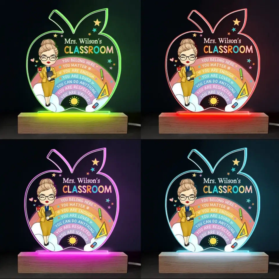 Une pomme pour le professeur - Lampe LED 3D personnalisée pour le professeur - Cadeau pour le professeur