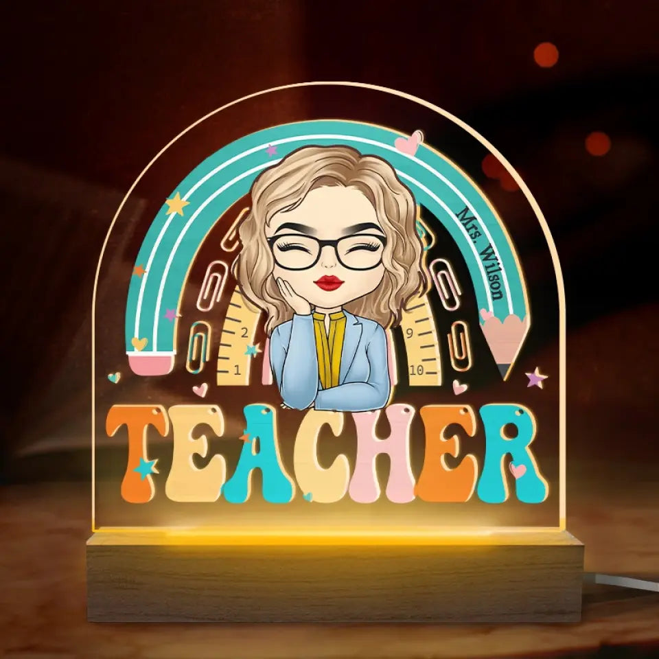 Reine de la classe - Lampe LED 3D personnalisée pour enseignant - Cadeau pour enseignant