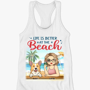 La vie est meilleure à la plage - Débardeur dos nageur personnalisé pour chien - Cadeau pour les propriétaires et les amoureux des animaux