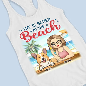 La vie est meilleure à la plage - Débardeur dos nageur personnalisé pour chien - Cadeau pour les propriétaires et les amoureux des animaux