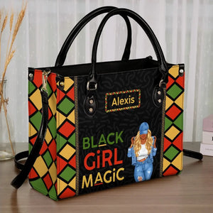 Sac à main en cuir personnalisé « Power of Black Girl » - Cadeau pour meilleures amies, meilleures amies et sœurs
