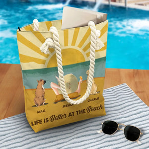La vie est meilleure à la plage ! Sac de plage personnalisé pour chien ! Cadeau de vacances d'été pour les propriétaires et les amoureux des animaux.