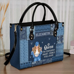 Sac à main en cuir personnalisé « Queen I'm Confident » - Cadeau pour meilleures amies, meilleures amies, sœurs