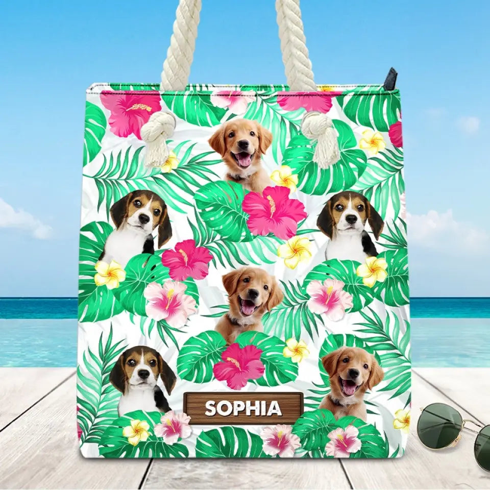 Sac de plage personnalisé avec photo « La vie est meilleure à la plage » - Cadeau de vacances d'été pour les propriétaires et les amoureux des animaux