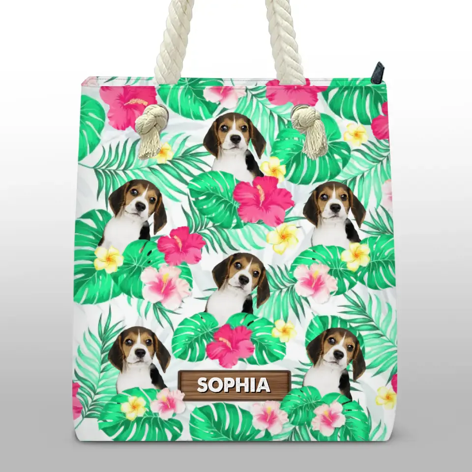 Sac de plage personnalisé avec photo « La vie est meilleure à la plage » - Cadeau de vacances d'été pour les propriétaires et les amoureux des animaux