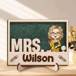 Bienvenue dans ma classe - Plaque en bois personnalisée à 2 couches avec support pour enseignant - Cadeau pour enseignant