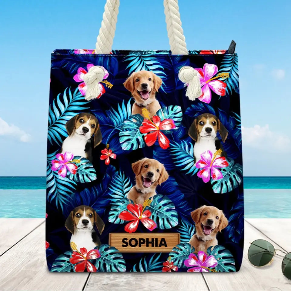 Sac de plage personnalisé avec photo « L'été vous appelle » pour chien et chat – Cadeau de vacances d'été pour propriétaires et amoureux des animaux
