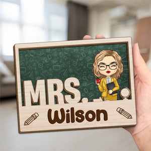 Bienvenue dans ma classe - Plaque en bois personnalisée à 2 couches avec support pour enseignant - Cadeau pour enseignant
