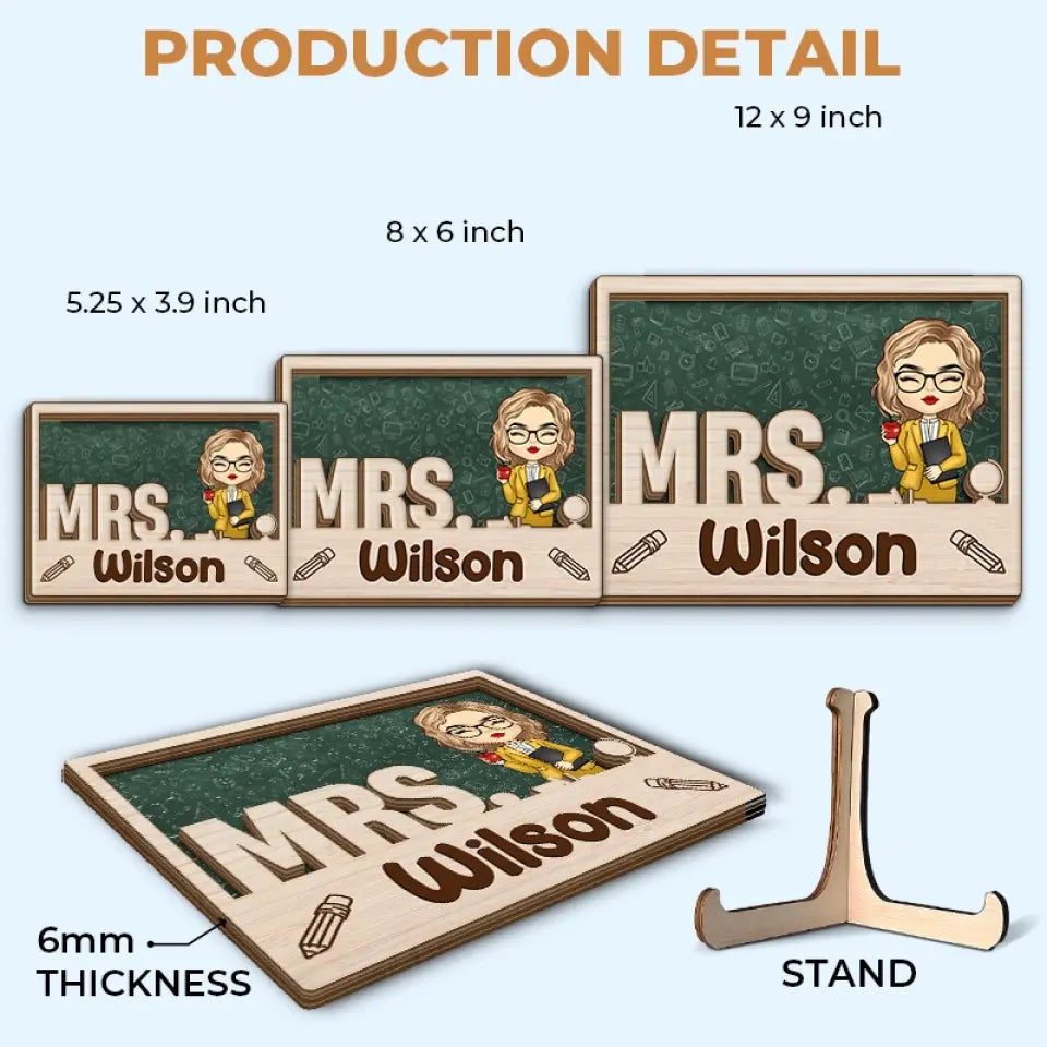 Bienvenue dans ma classe - Plaque en bois personnalisée à 2 couches avec support pour enseignant - Cadeau pour enseignant