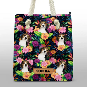 Sac de plage personnalisé avec photo « L'été vous appelle » pour chien et chat – Cadeau de vacances d'été pour propriétaires et amoureux des animaux