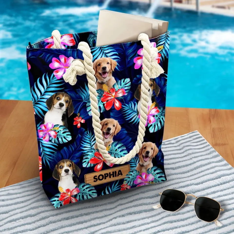 Sac de plage personnalisé avec photo « L'été vous appelle » pour chien et chat – Cadeau de vacances d'été pour propriétaires et amoureux des animaux