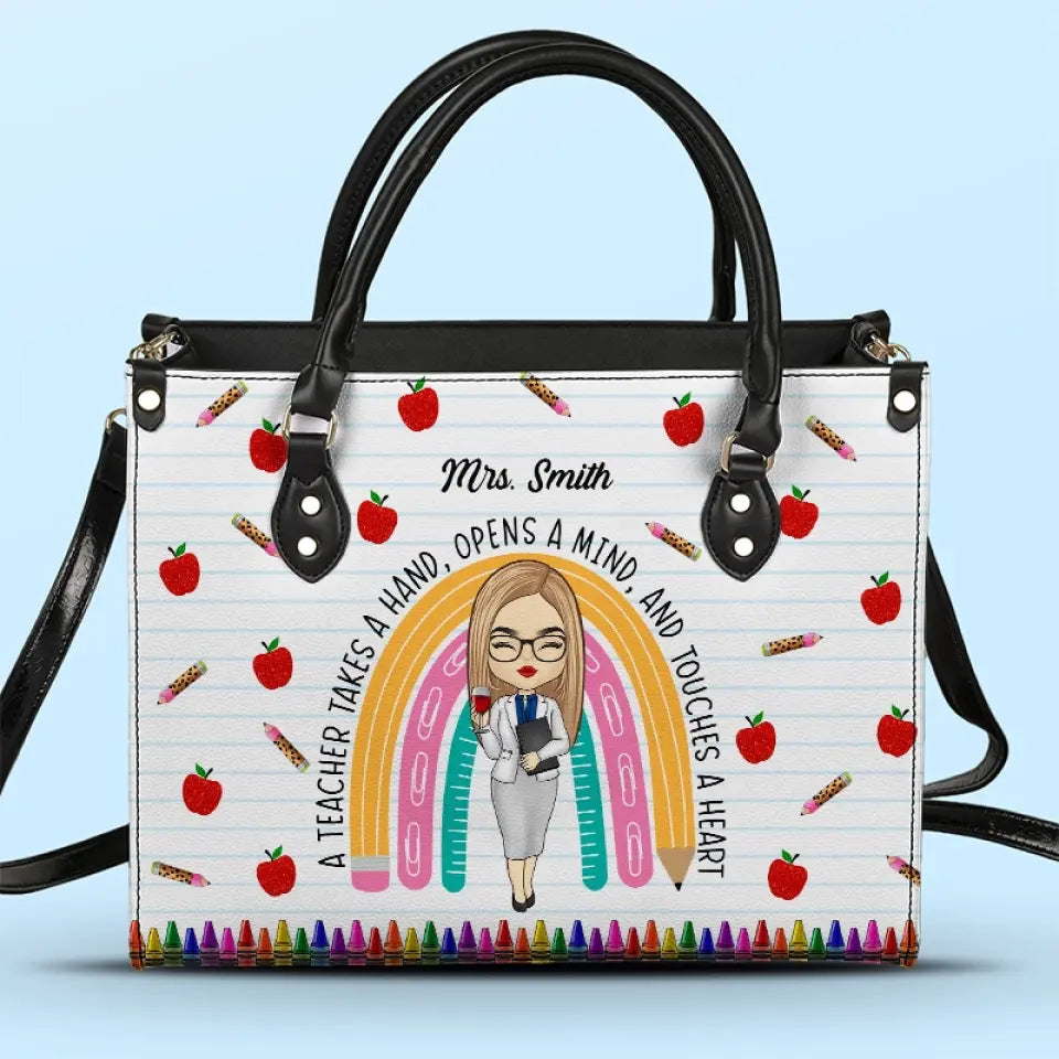 Un enseignant nourrit l'âme d'un enfant pour toute sa vie - Sac à main en cuir personnalisé pour enseignant - Cadeau pour enseignant