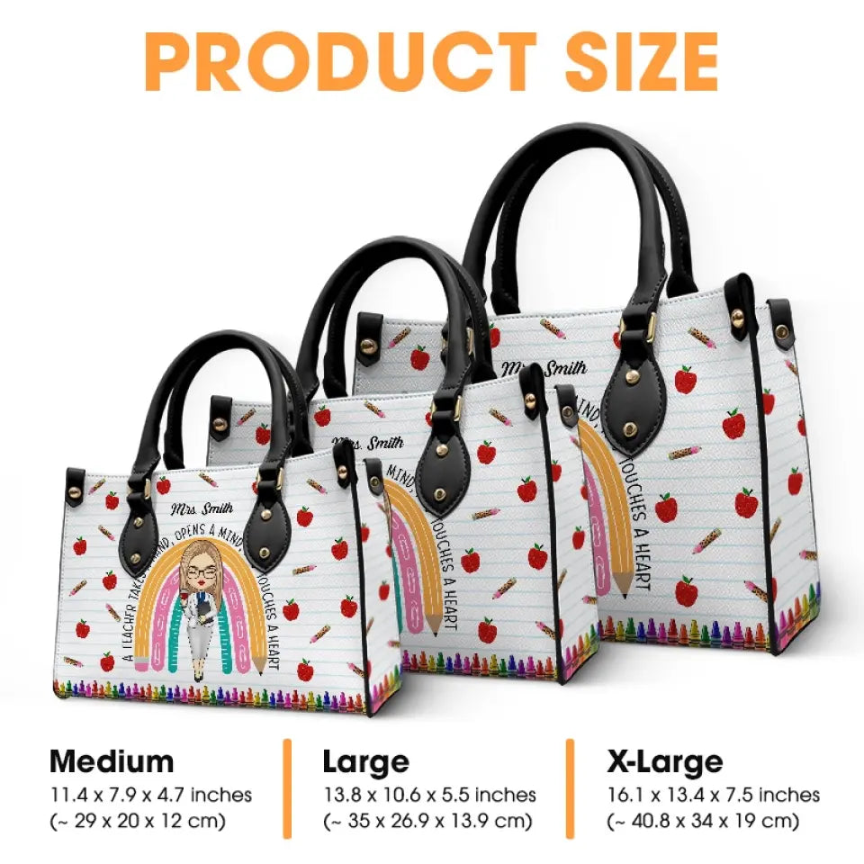 Un enseignant nourrit l'âme d'un enfant pour toute sa vie - Sac à main en cuir personnalisé pour enseignant - Cadeau pour enseignant