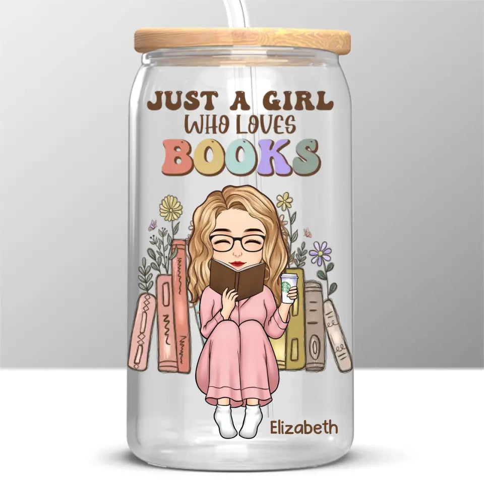 Délice du rat de bibliothèque – Tasse en verre personnalisée, tasse à café glacé – Cadeau pour les amoureux des livres