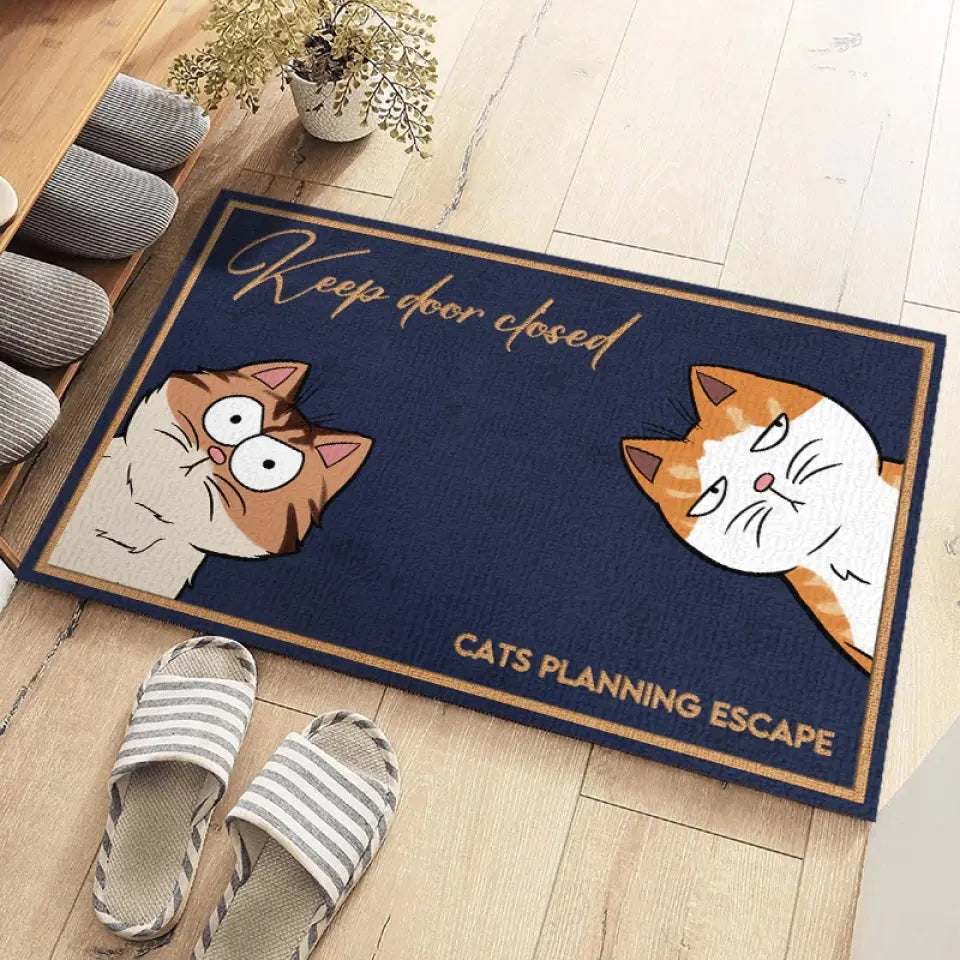 Réveillez-moi quand le repas est prêt ! Tapis décoratif personnalisé pour chat ! Cadeau de pendaison de crémaillère pour les amoureux des animaux.