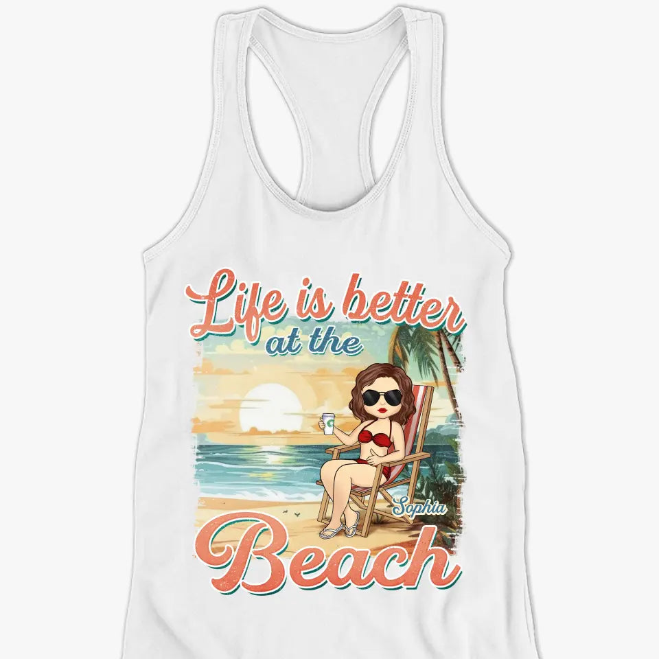 Juste une fille qui aime l'été - Débardeur dos nageur personnalisé Bestie - Cadeau pour meilleures amies, meilleures amies, sœurs