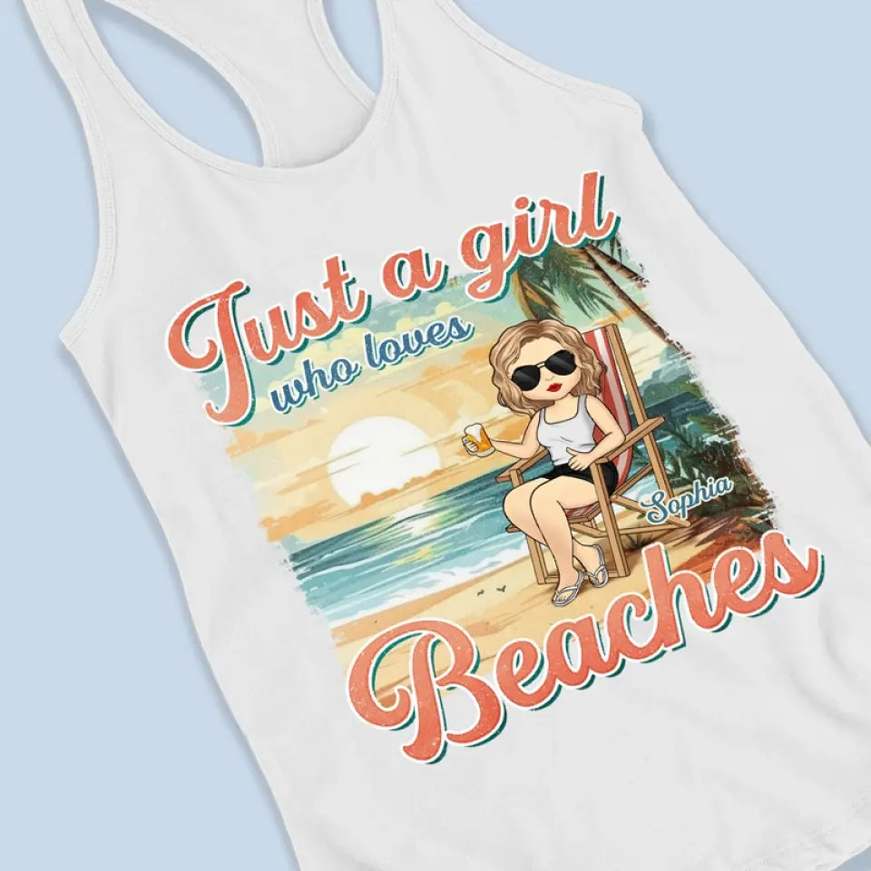 Juste une fille qui aime l'été - Débardeur dos nageur personnalisé Bestie - Cadeau pour meilleures amies, meilleures amies, sœurs