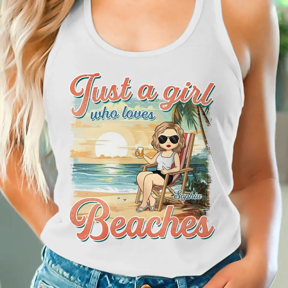 Juste une fille qui aime l'été - Débardeur dos nageur personnalisé Bestie - Cadeau pour meilleures amies, meilleures amies, sœurs