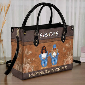 Partenaires de crime - Sac à main en cuir personnalisé pour meilleure amie - Cadeau pour meilleures amies, meilleures amies, sœurs