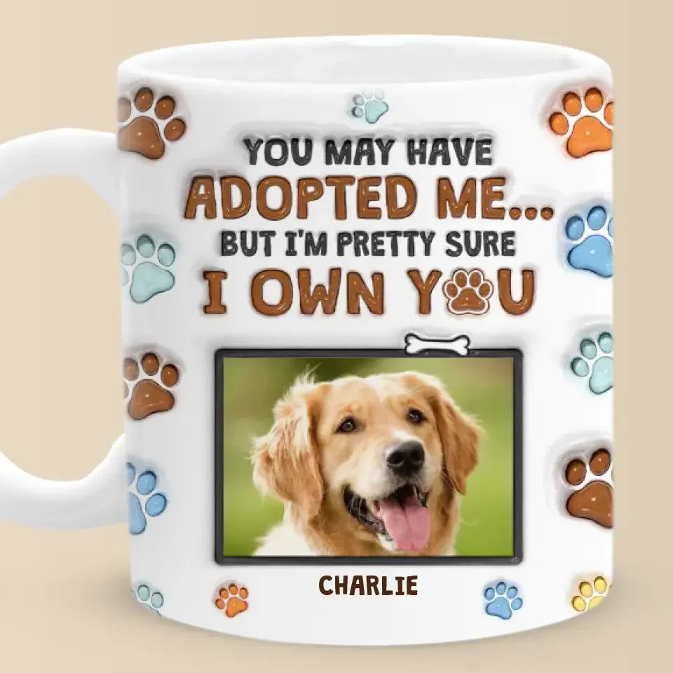 Mug personnalisé avec photo « Les chiens ne me mordent jamais, seulement les humains » - Mug personnalisé avec effet gonflé 3D pour chien et chat - Cadeau pour les propriétaires et les amoureux des animaux
