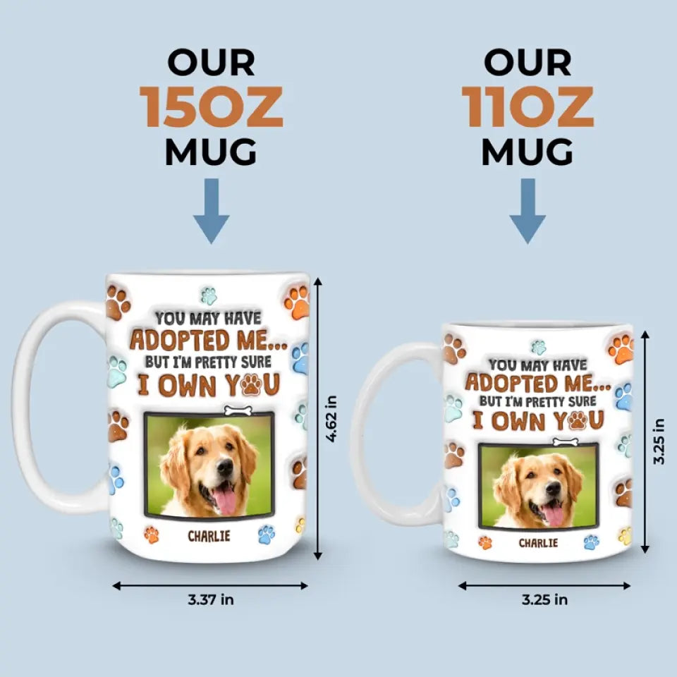 Mug personnalisé avec photo « Les chiens ne me mordent jamais, seulement les humains » - Mug personnalisé avec effet gonflé 3D pour chien et chat - Cadeau pour les propriétaires et les amoureux des animaux