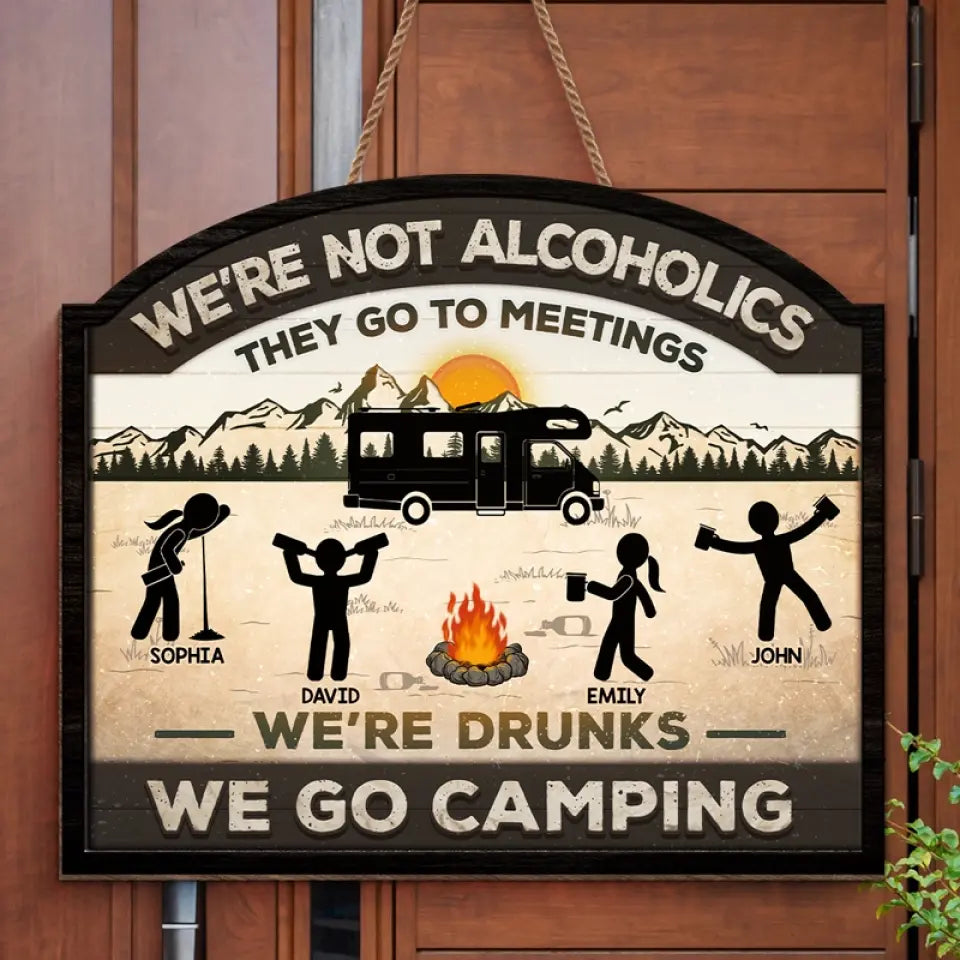 Ce côté du camping - Panneau en bois personnalisé pour décoration d'intérieur - Cadeau de pendaison de crémaillère pour les meilleurs amis, les meilleures amies et les amateurs de camping