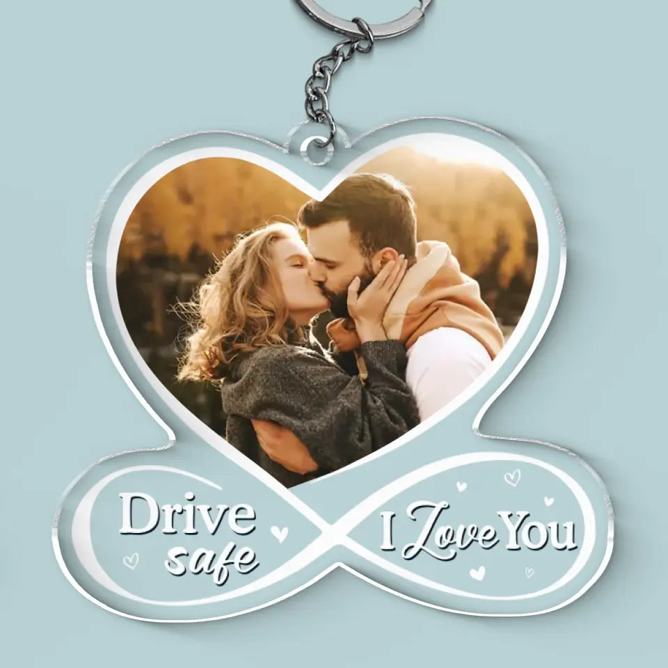 Porte-clés photo personnalisé « L'amour est un voyage avec toi » en acrylique personnalisé pour couple – Cadeau pour mari et femme, anniversaire
