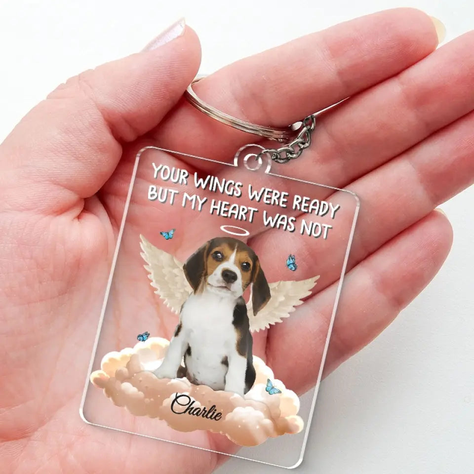 Porte-clés personnalisé en acrylique avec photo « Je te garderai dans mon cœur pour toujours » - Cadeau de condoléances pour les propriétaires d'animaux et les amoureux des animaux