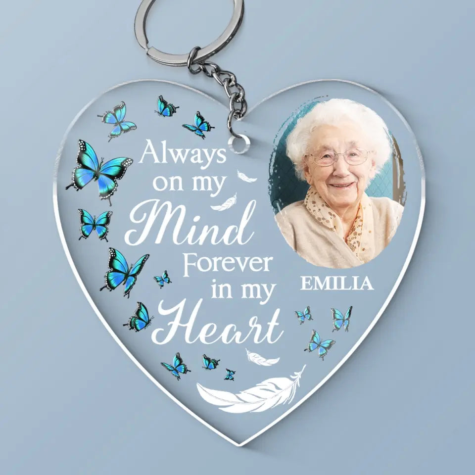 Photo personnalisée Votre souvenir est une lumière pour nous guider - Porte-clés en acrylique personnalisé en forme de mémorial - Cadeau de condoléances pour les membres de la famille