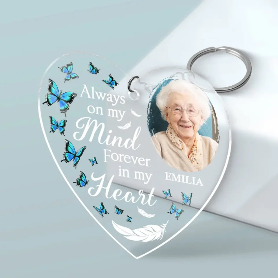 Photo personnalisée Votre souvenir est une lumière pour nous guider - Porte-clés en acrylique personnalisé en forme de mémorial - Cadeau de condoléances pour les membres de la famille