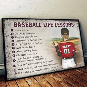 Gardez les yeux sur la balle - Affiche horizontale personnalisée pour la famille - Cadeau pour les membres de la famille, les joueurs de baseball et les amateurs de baseball