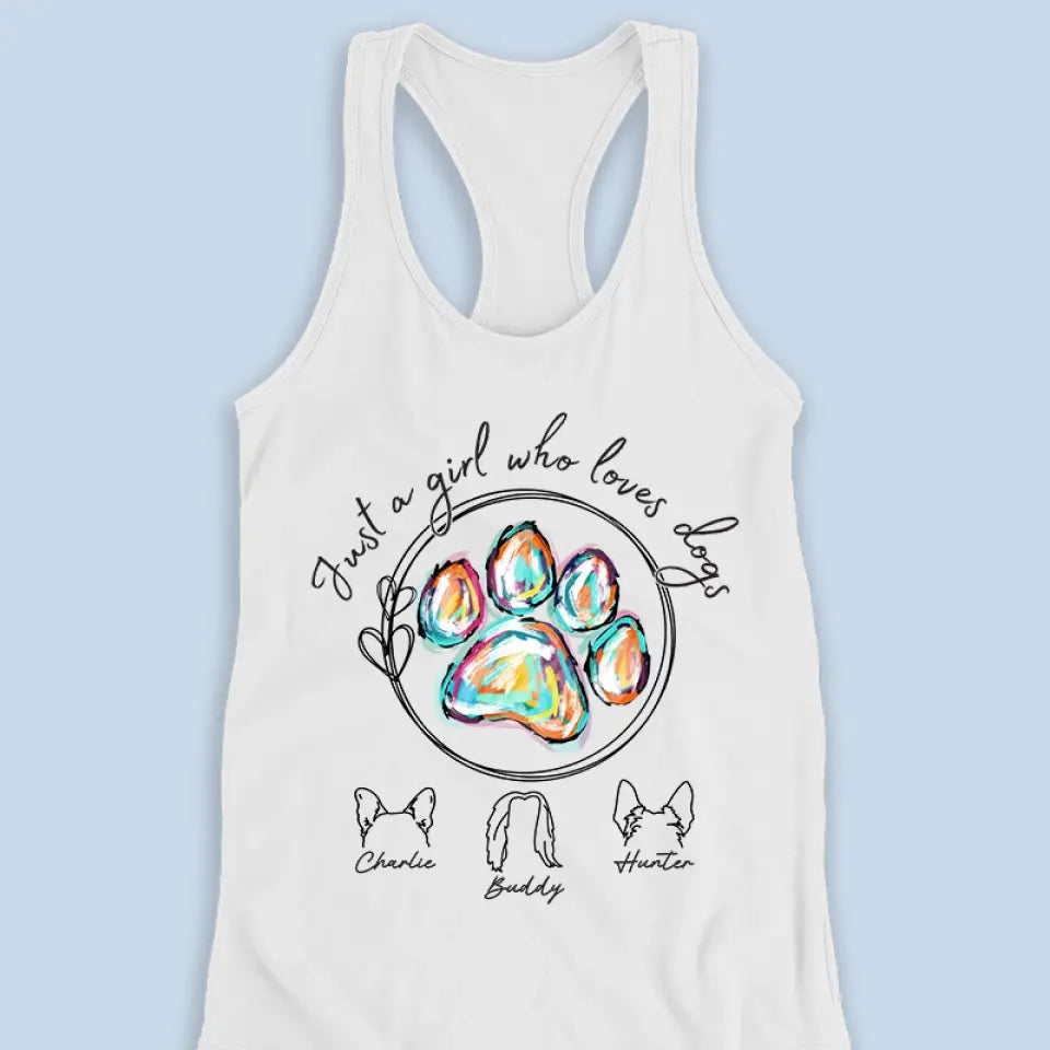Juste une fille qui aime les animaux - Débardeur et t-shirt dos nageur personnalisé pour chien et chat - Cadeau de vacances d'été pour les propriétaires et les amoureux des animaux