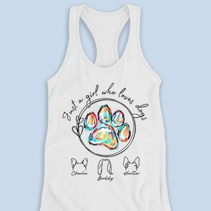 Juste une fille qui aime les animaux - Débardeur et t-shirt dos nageur personnalisé pour chien et chat - Cadeau de vacances d'été pour les propriétaires et les amoureux des animaux
