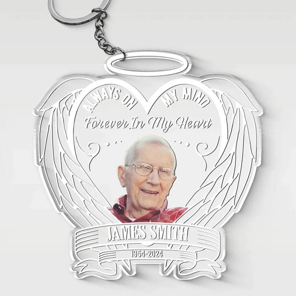 Porte-clés personnalisé en acrylique « Forever In My Heart » - Cadeau de condoléances pour les membres de la famille