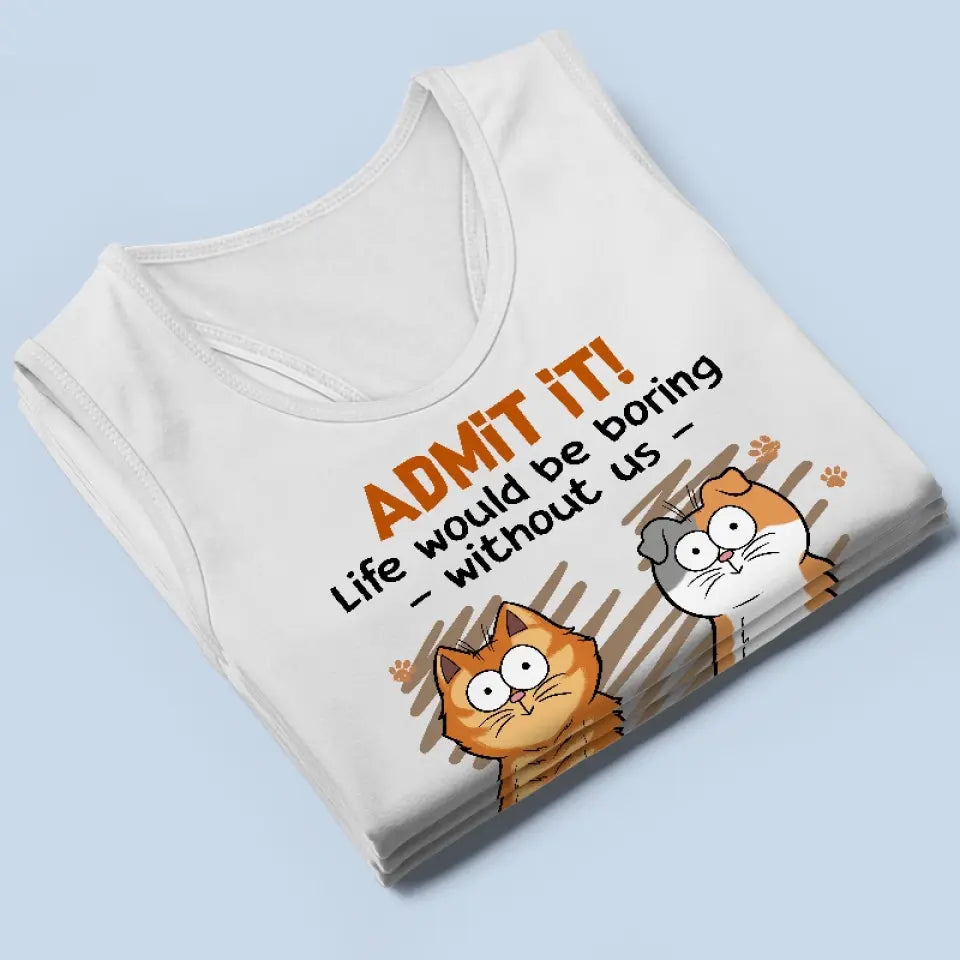 Bonjour, serviteur humain ! Débardeur et t-shirt à dos nageur personnalisé pour chat ! Cadeau de vacances d'été pour les propriétaires et les amoureux des animaux.
