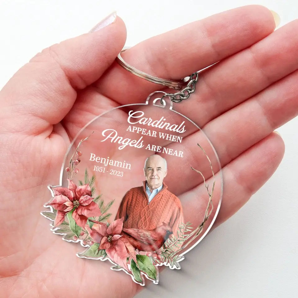 Porte-clés personnalisé en acrylique avec photo « Nous nous séparons seulement pour nous revoir » - Cadeau de condoléances pour les membres de la famille