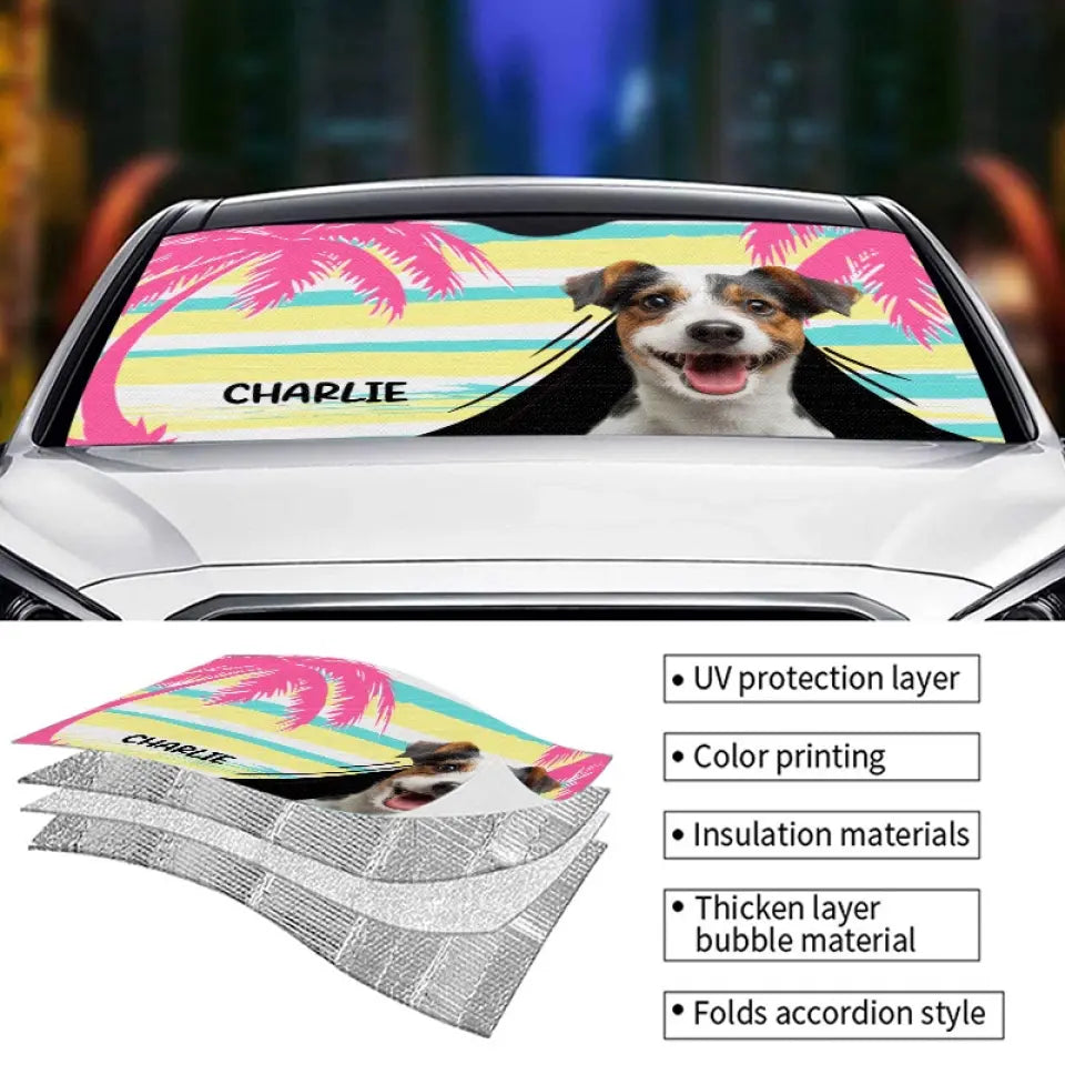 Les animaux de compagnie comprennent le langage de l'amour - Pare-soleil personnalisé pour pare-brise de voiture, protection de vitre de voiture - Cadeau de vacances d'été pour propriétaires et amoureux des animaux