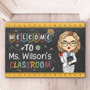 Bienvenue dans la salle de classe de l'enseignant - Tapis décoratif personnalisé pour la maison - Cadeau de pendaison de crémaillère pour l'enseignant