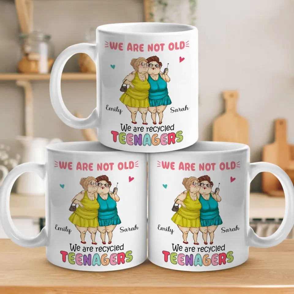 Nous sommes des adolescents recyclés - Mug personnalisé Bestie - Cadeau pour meilleures amies, meilleures amies, sœurs