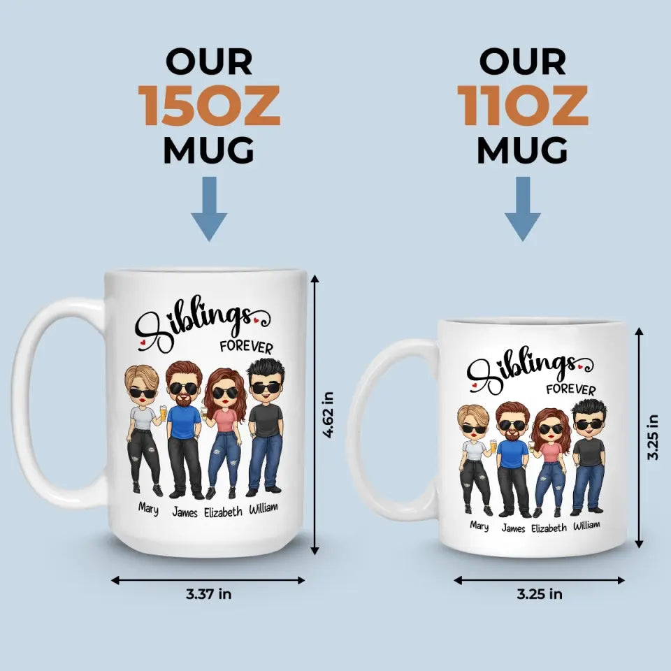 Tasse personnalisée « Frères et sœurs pour toujours » – Cadeau pour les membres de la famille, les frères et sœurs