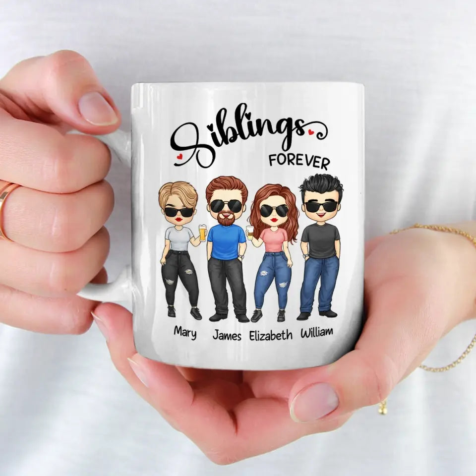 Tasse personnalisée « Frères et sœurs pour toujours » – Cadeau pour les membres de la famille, les frères et sœurs