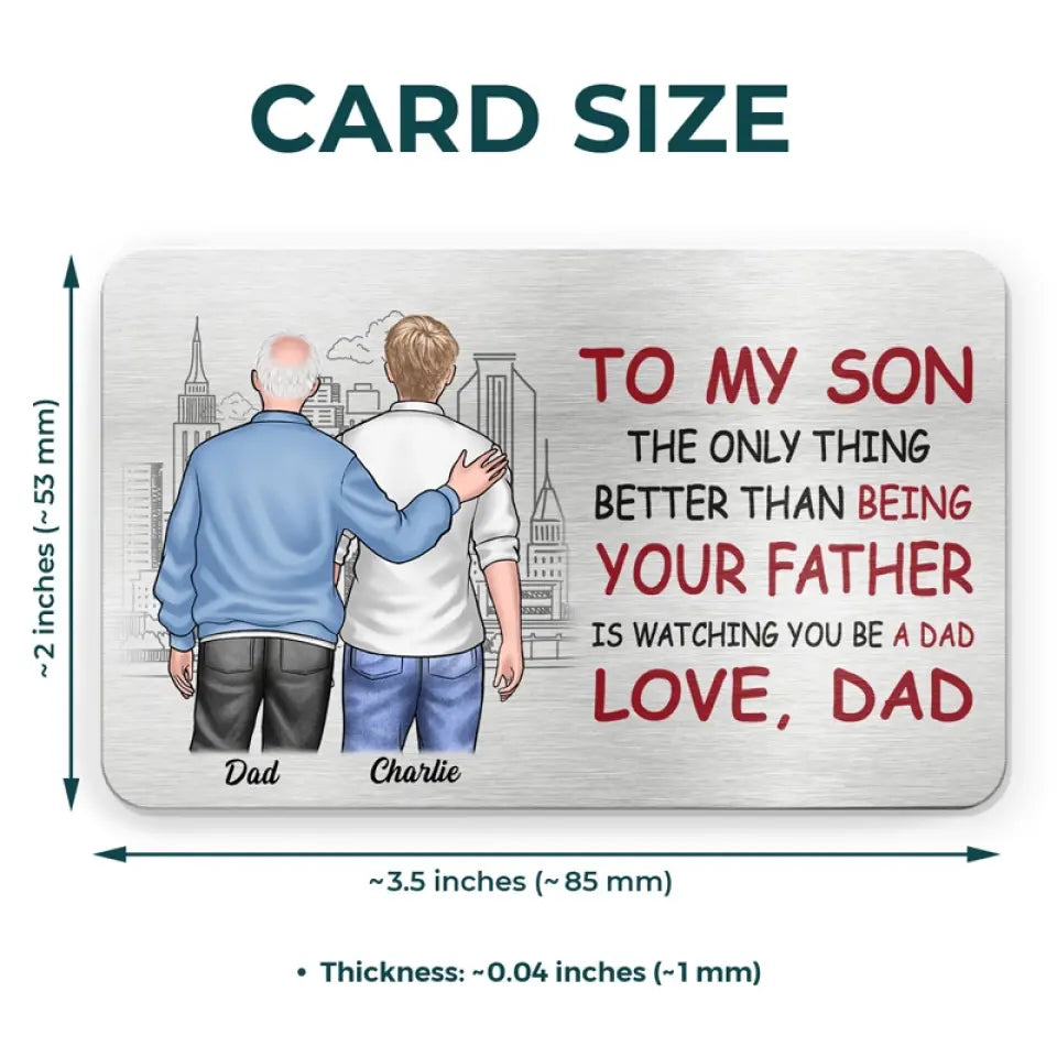 Nous sommes nés de l'amour - Carte portefeuille personnalisée en aluminium pour famille - Cadeau pour fils ou petit-fils