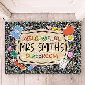 Bienvenue dans la zone d'apprentissage - Tapis décoratif personnalisé pour la maison - Cadeau de pendaison de crémaillère pour enseignant