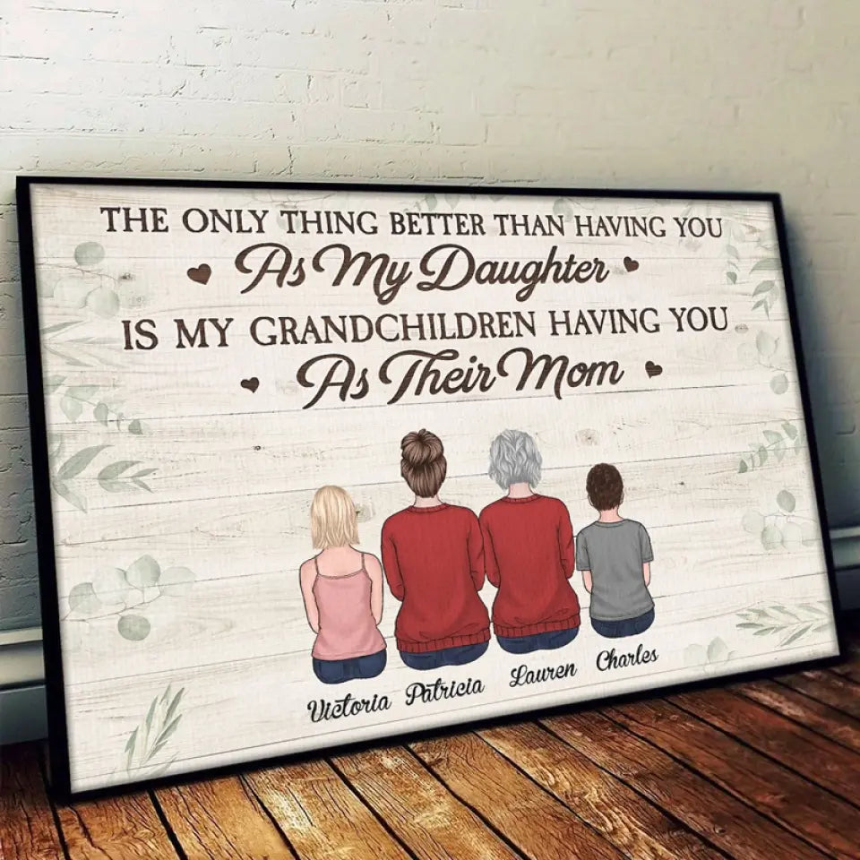 J'ai tellement de toi dans mon cœur - Affiche horizontale personnalisée pour la famille - Cadeau pour fille, fils