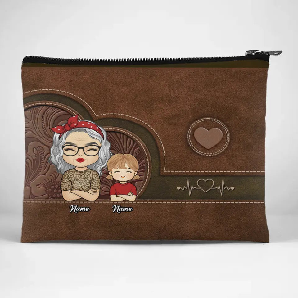 Un jardin d'amour pousse dans le cœur d'une grand-mère - Trousse de maquillage personnalisée pour la famille - Cadeau pour maman et grand-mère